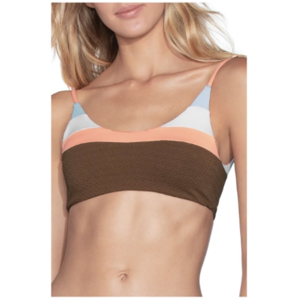 NWT Maaji Miranda Lanai Striped / Solid Reversible Bikini Top Sz. XS